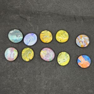 Hand Crafted Refrigerator Magnets Rainbow Extra Strong Glass Cabochon Art Set 10